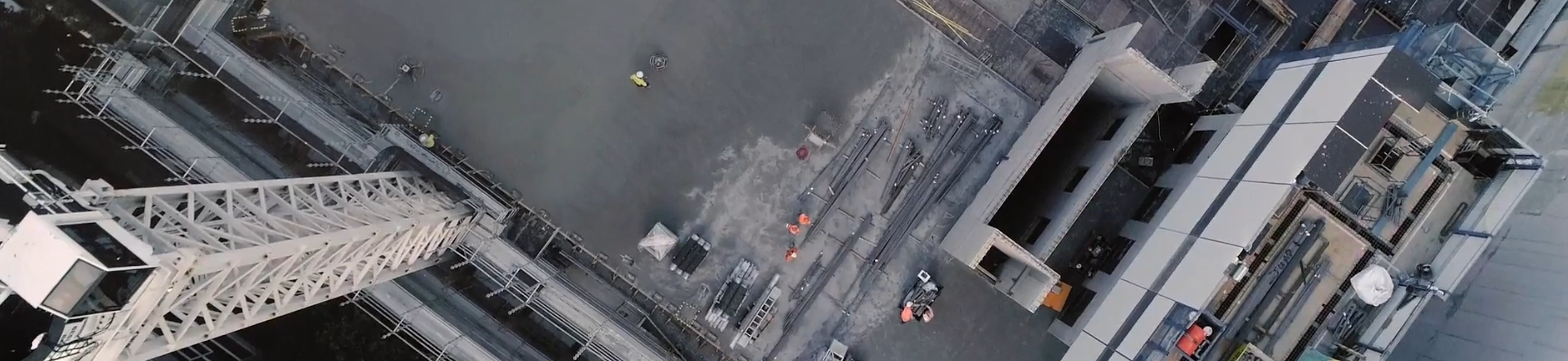 Overhead shot of construction zone
