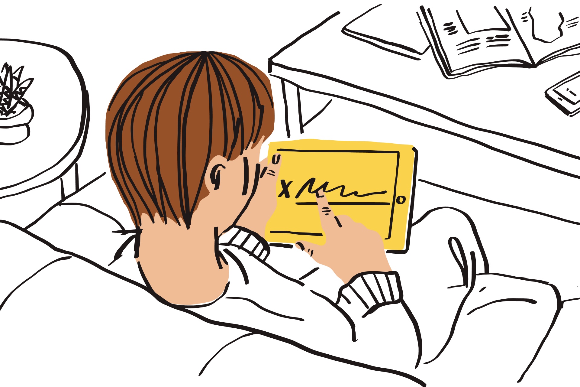 An illustration of a person creating an eSignature on a tablet device.