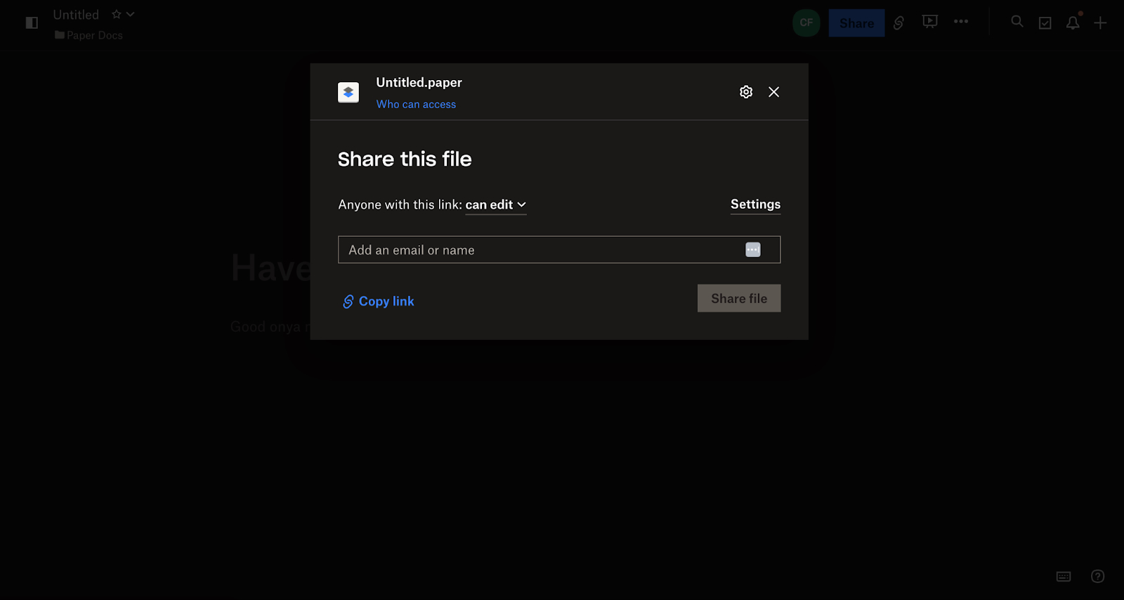 Share file on Dropbox