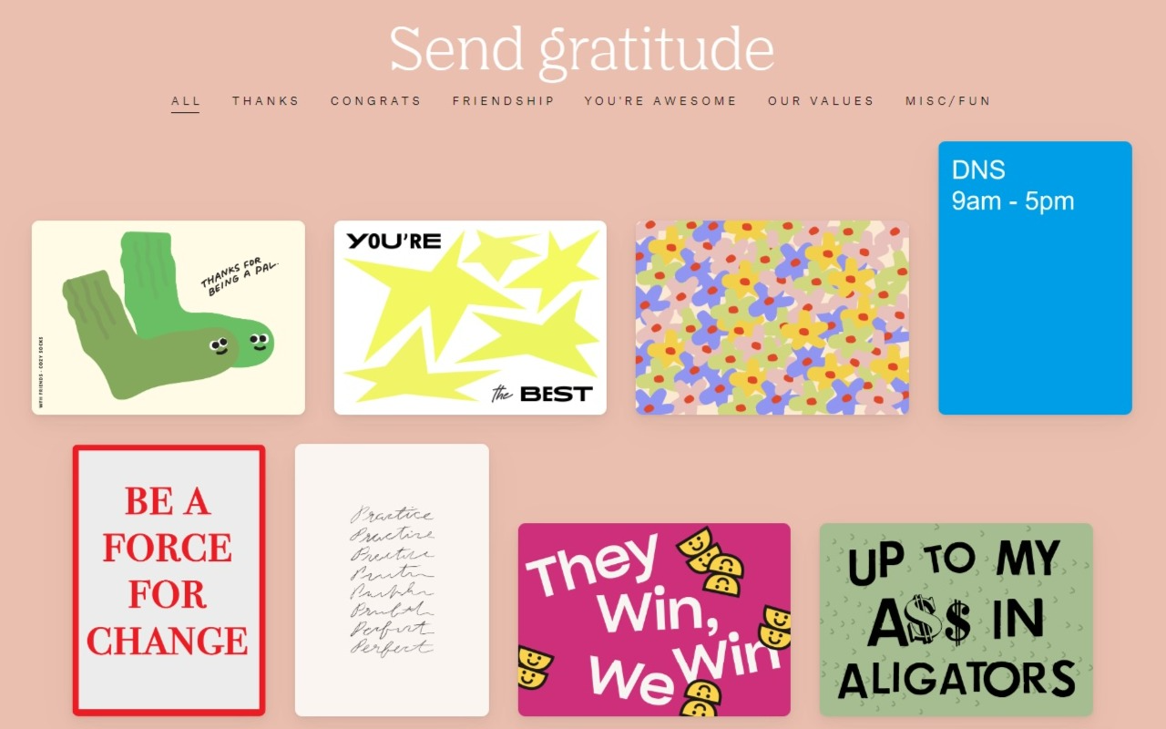 Virtual gratitude cards