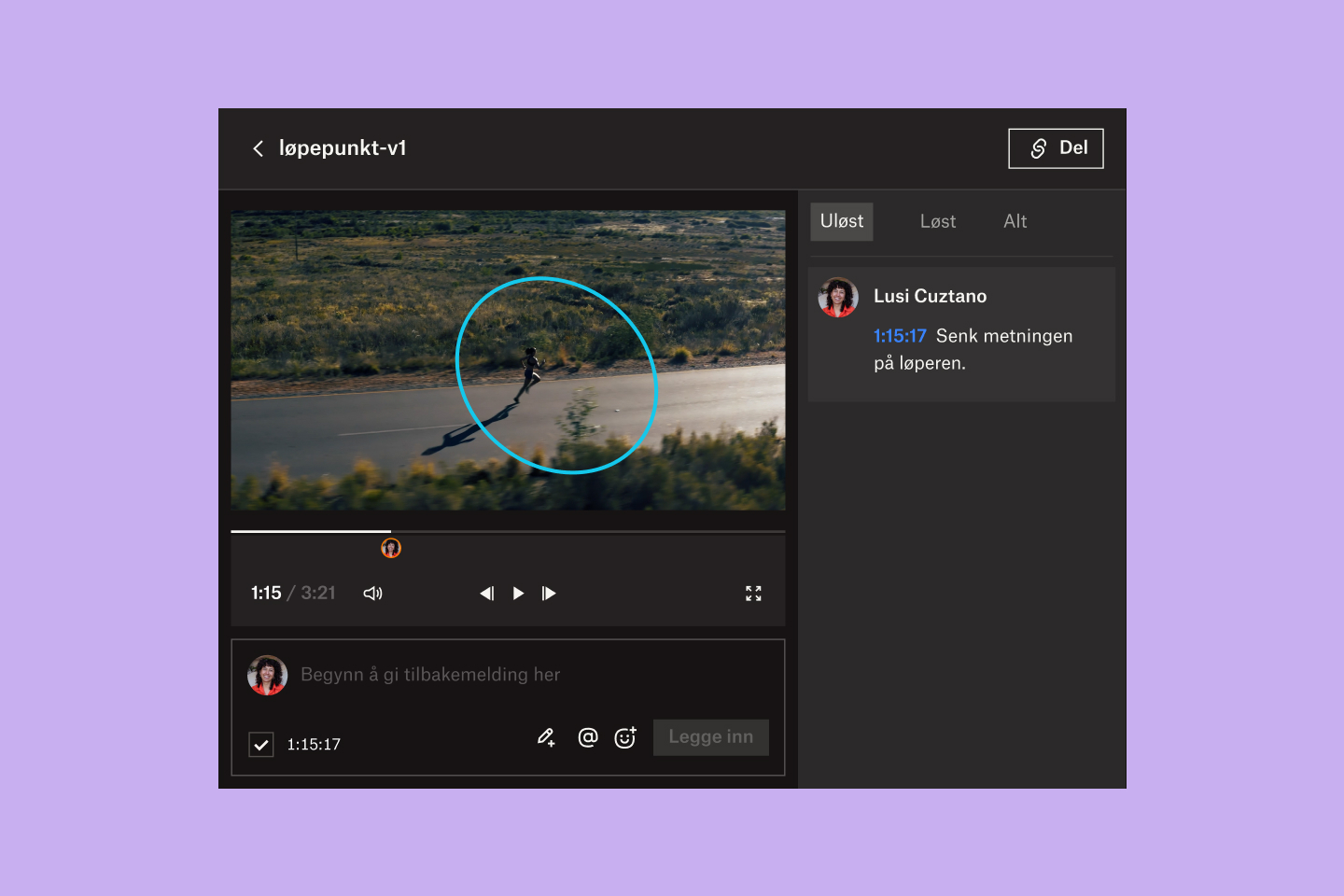 Dropbox Replay-brukergrensesnitt som viser gjennomgangs- og godkjenningsprosessen for videofiler