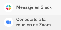 Puntero de ratón situado sobre la opción de un menú desplegable para enviar un mensaje en Slack