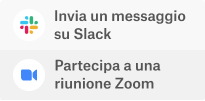 Il puntatore del mouse che passa sopra al menu a tendina Messaggio su Slack.