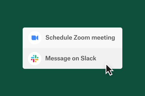 滑鼠游標懸停在下拉式選單的「Message on Slack」上方。