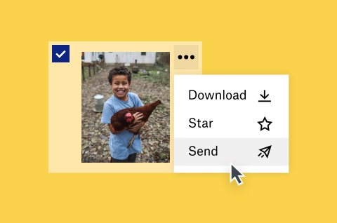 Interface do Dropbox que permite o compartilhamento de fotos