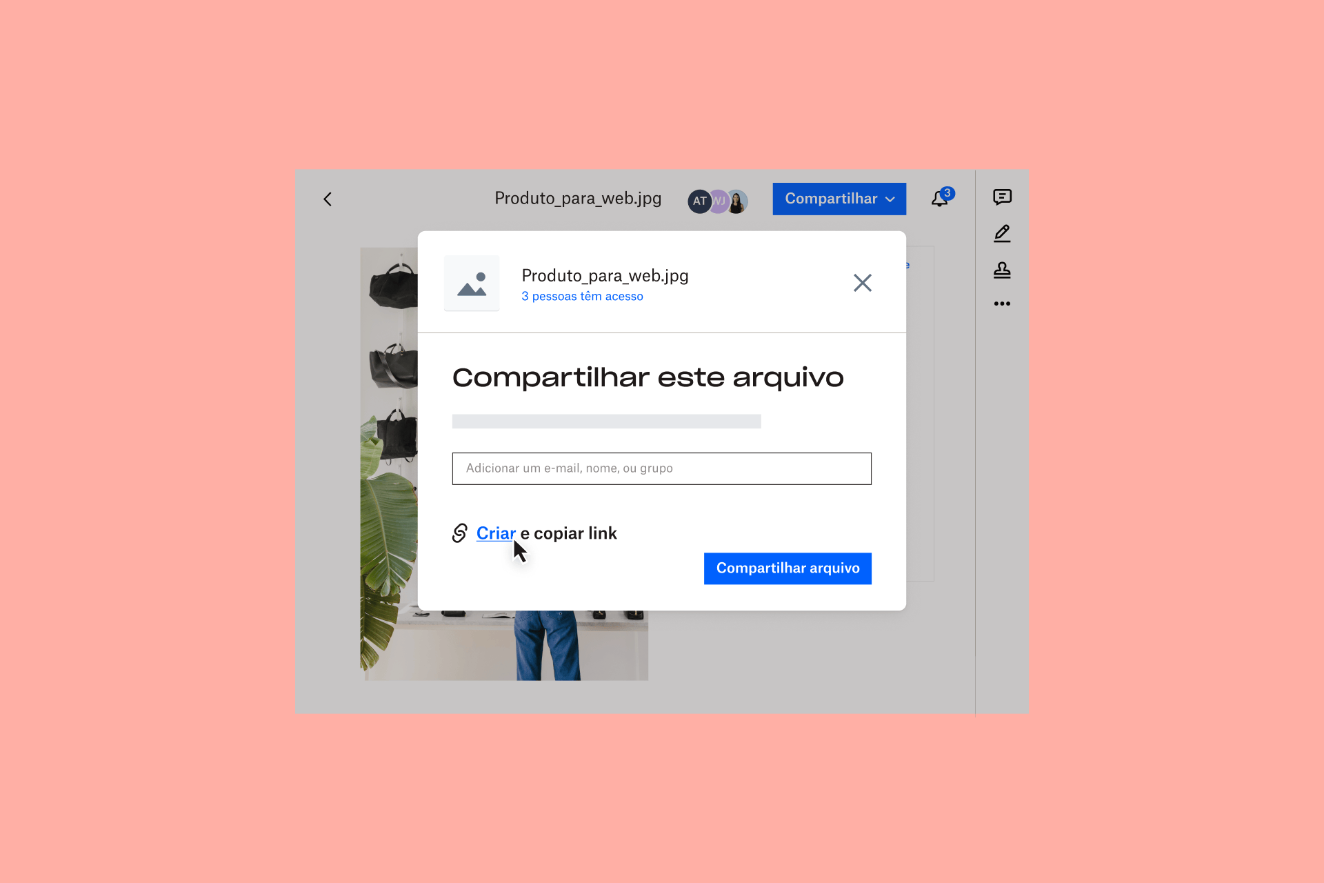 O Dropbox é uma colaboração que permite criar e compartilhar links