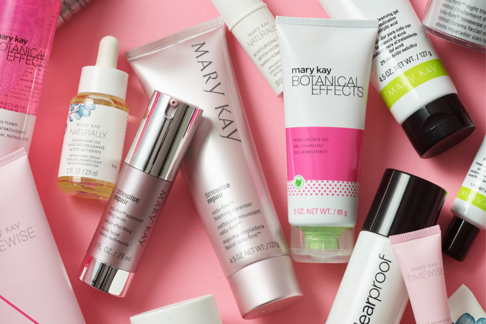Collection of Mary Kay skincare products