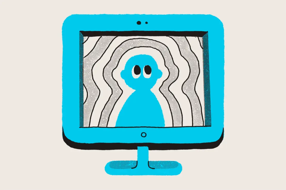 An illustration of an outline of a person on a computer screen.