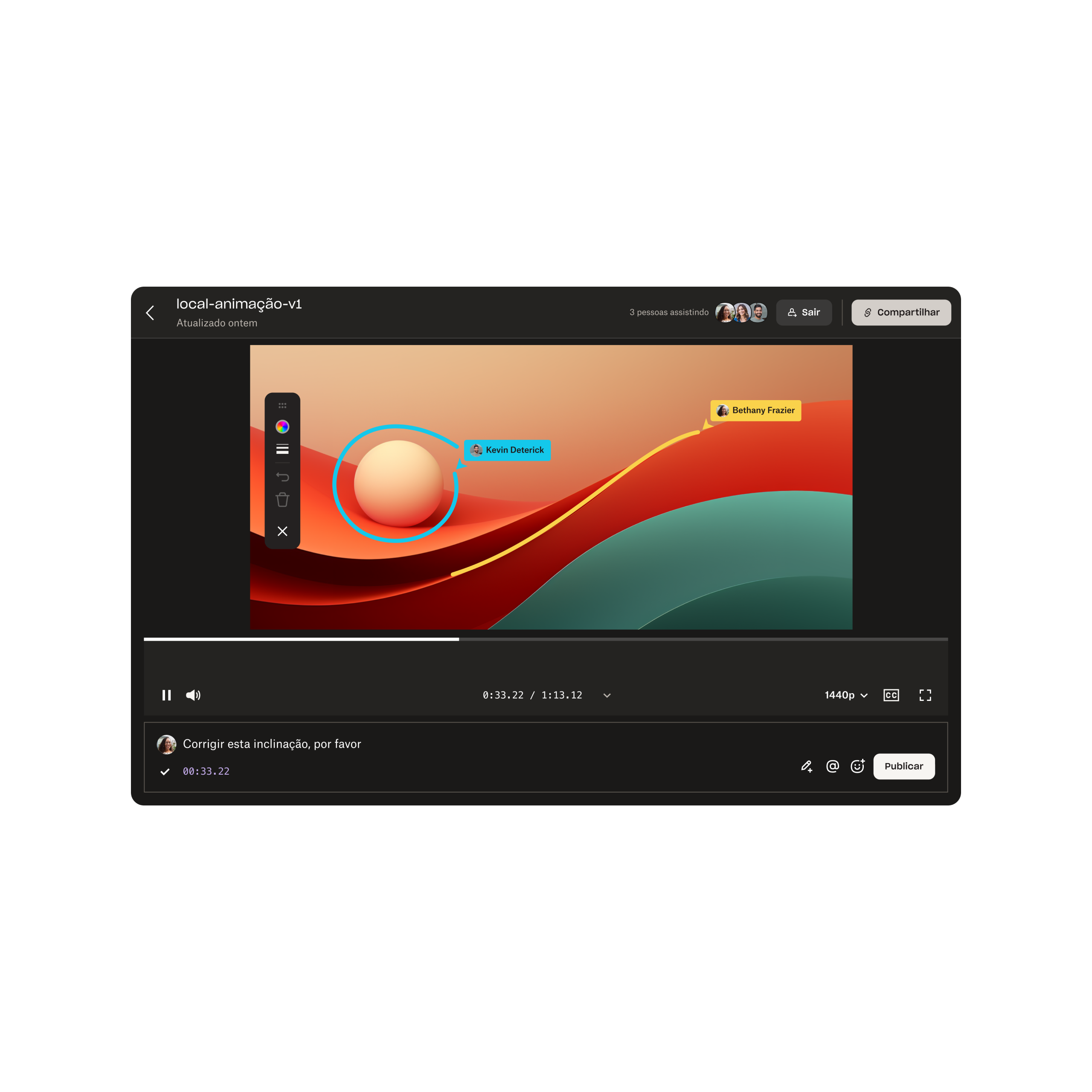 Marcação de edições em vídeo usando a ferramenta Replay.