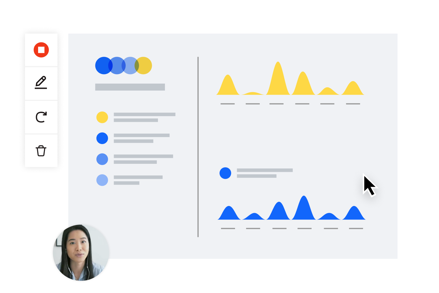 Una schermata registrata con Dropbox Capture, che mostra un'icona dell'utente che parla alla webcam.