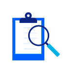 Magnifying glass hovering over a document