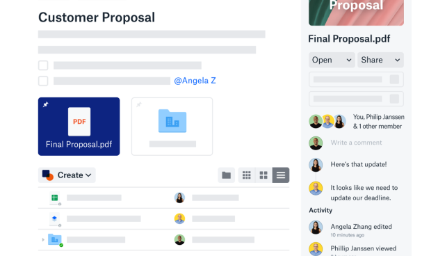 Dropbox product UI