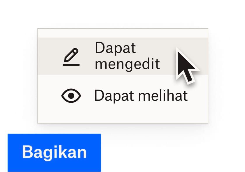 Gunakan izin edit pilihan untuk file Dropbox dengan tautan berbagi warna biru