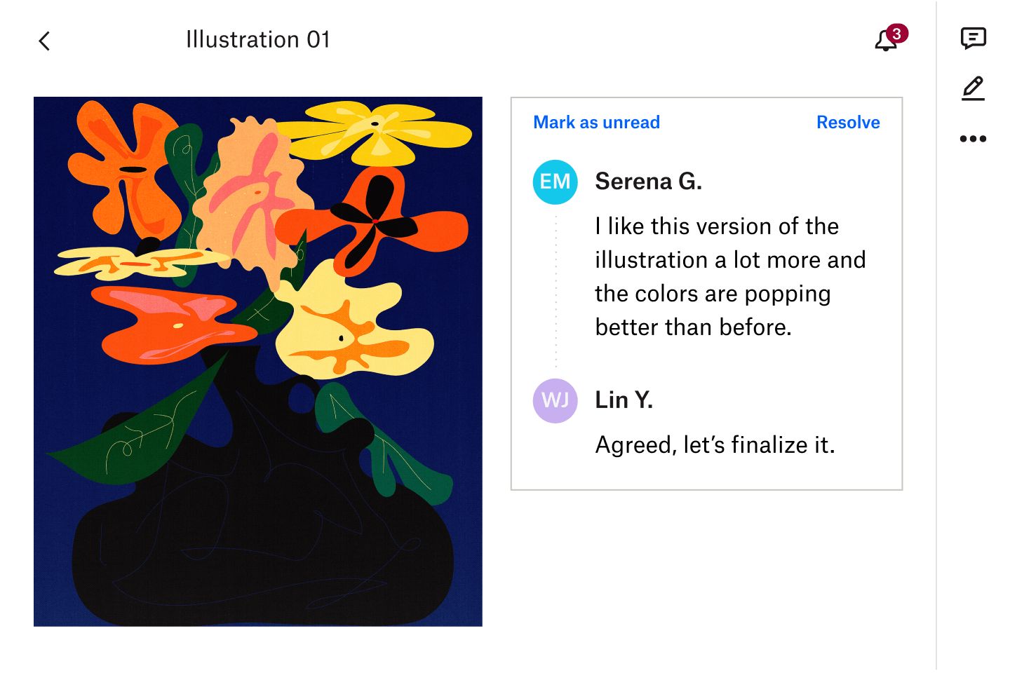 Image of comments from team members that have be added to a file for ease of collaboration