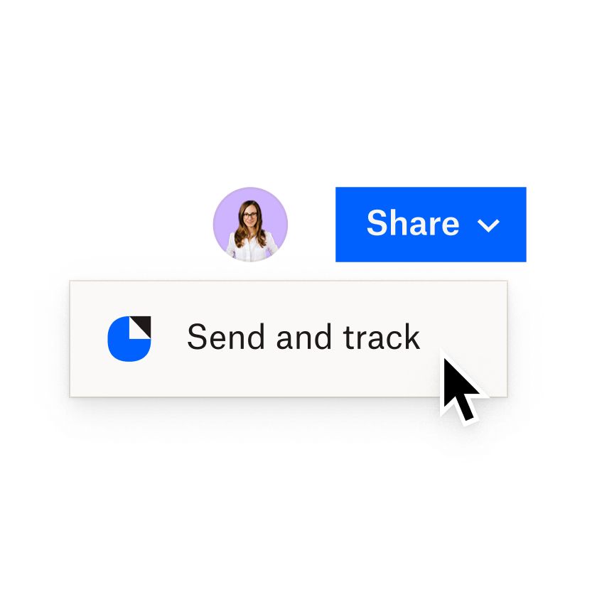 A Dropbox interface showing options to send and track documents with DocSend