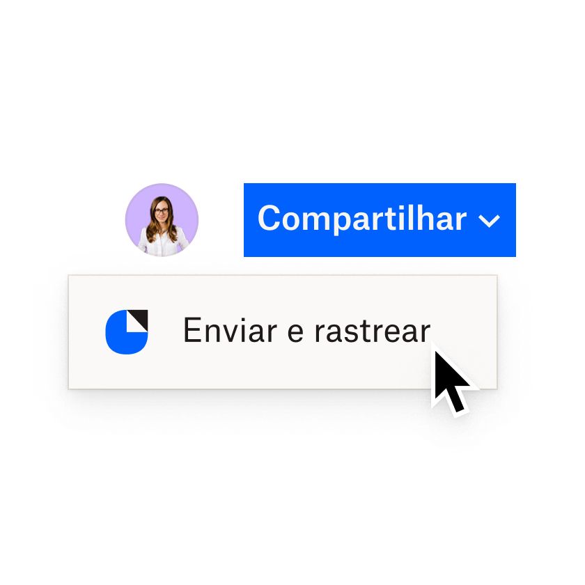 Uma interface do Dropbox mostrando opções para enviar e rastrear documentos com o DocSend