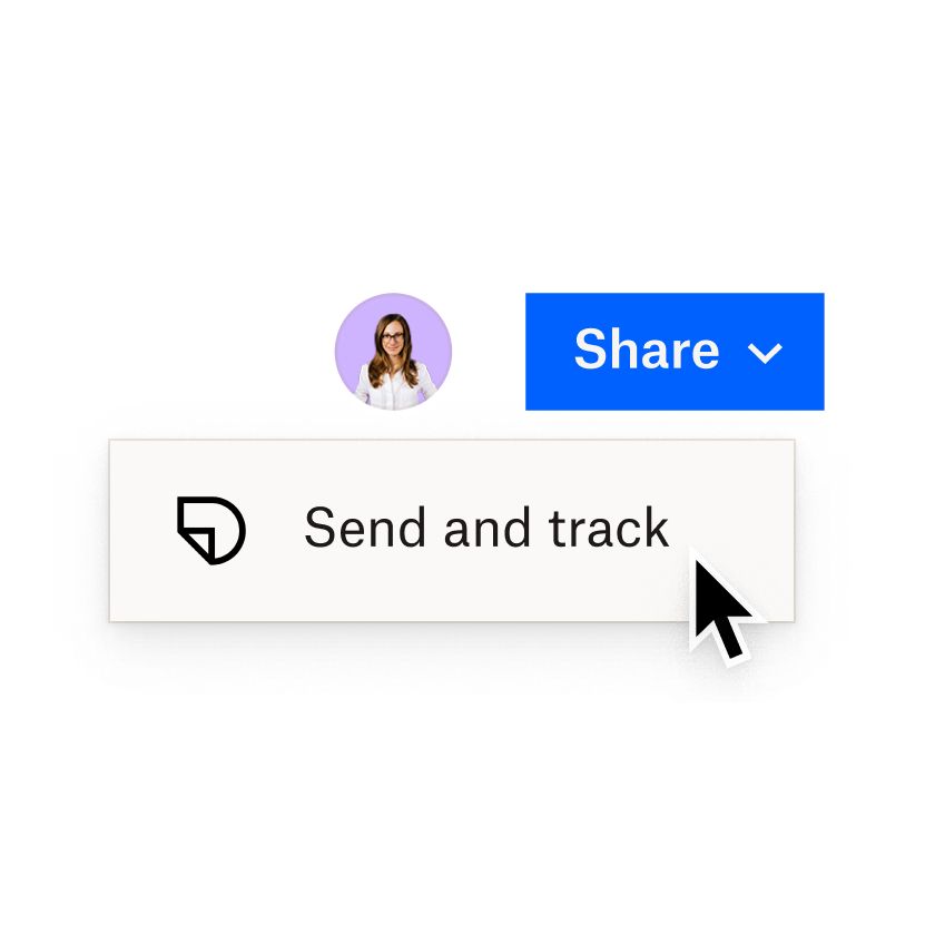 A Dropbox interface showing options to send and track documents with DocSend