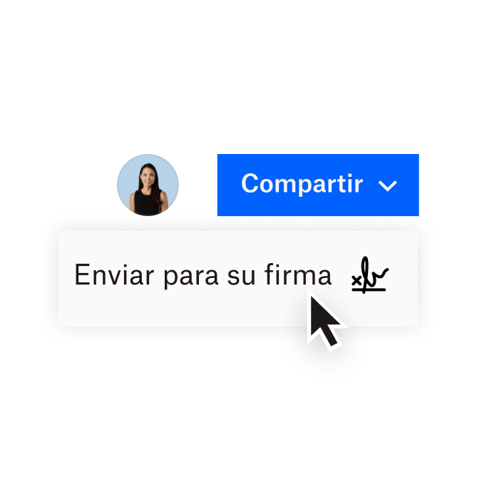 Interfaz de Dropbox en la que se muestran las opciones para compartir un documento con Dropbox o enviarlo para su firma electrónica con HelloSign