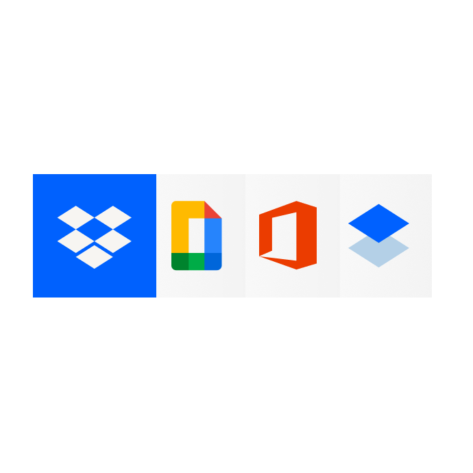 Ikony aplikacji, z którymi integruje się Dropbox