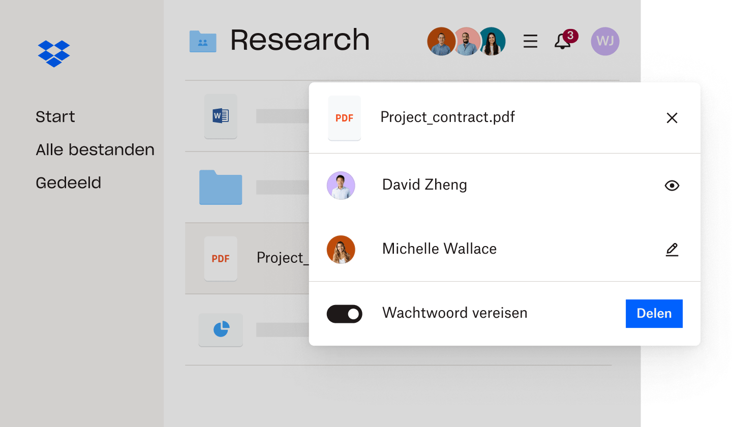 Een gebruiker die een wachtwoordvereiste instelt voor een bestand in Dropbox
