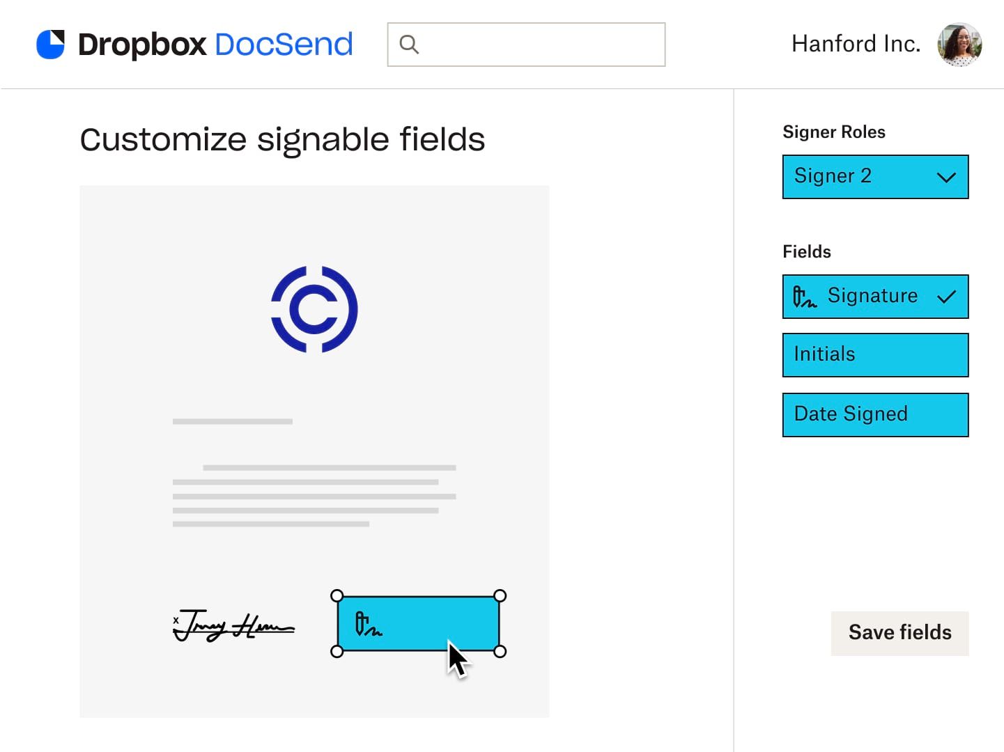 A user adding a digital signature to a form