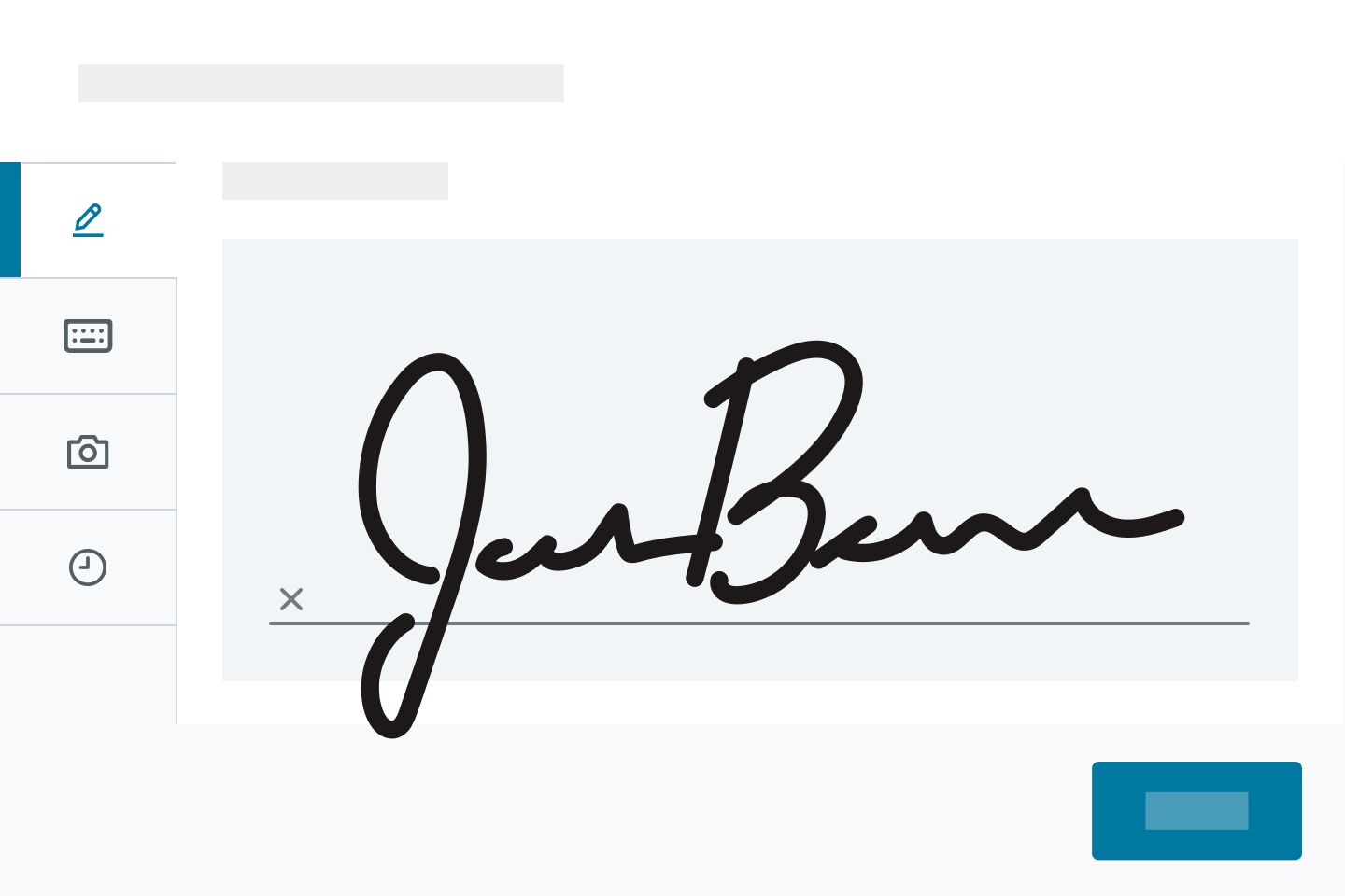 En håndskrevet elektronisk underskrift, der er føjet til et dokument