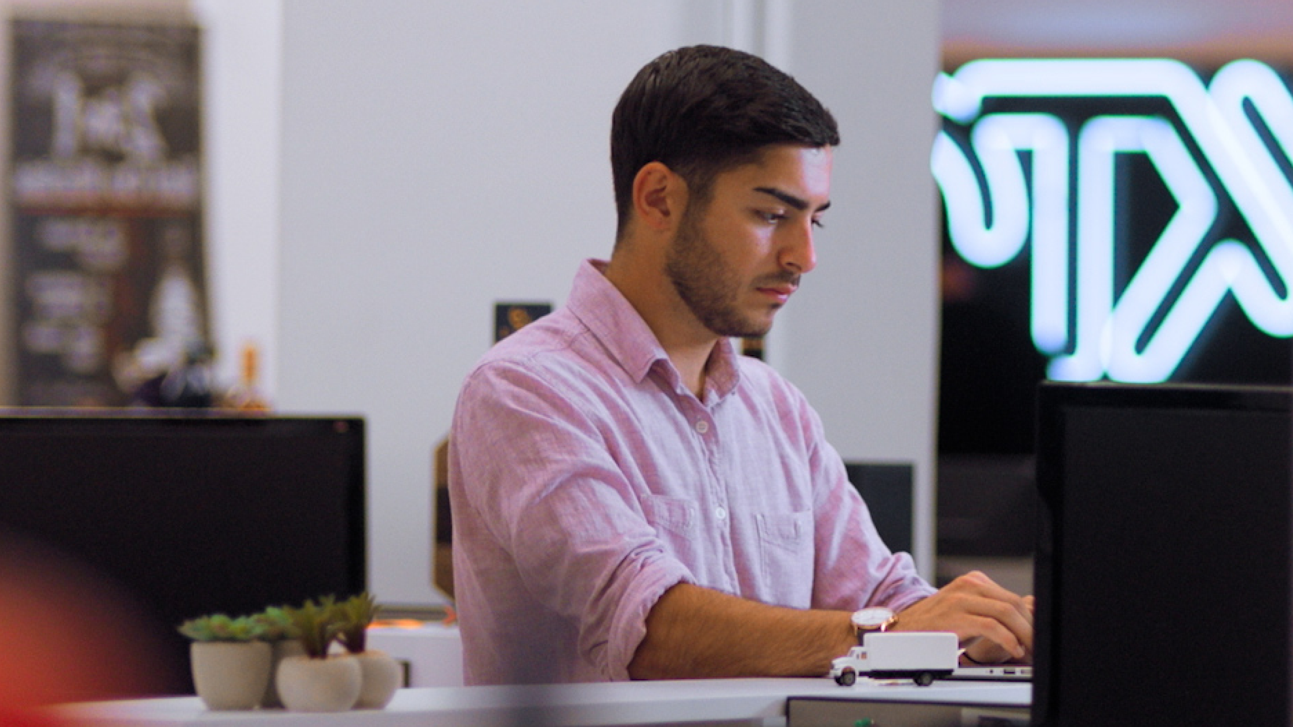 A person sitting at a desk