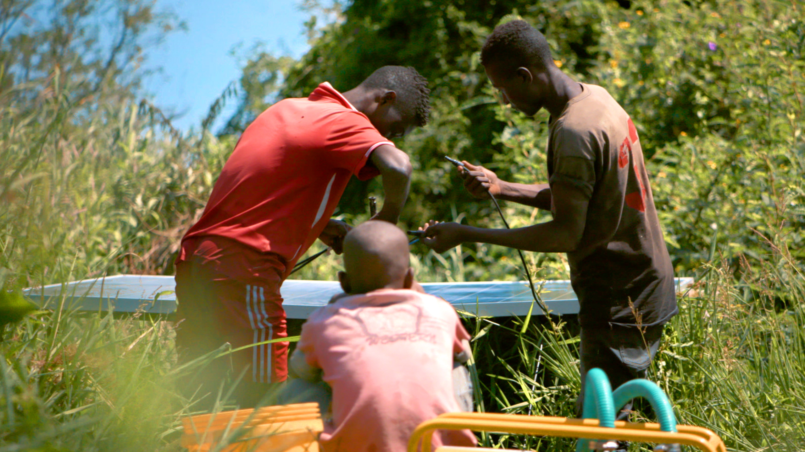 People working together outside
