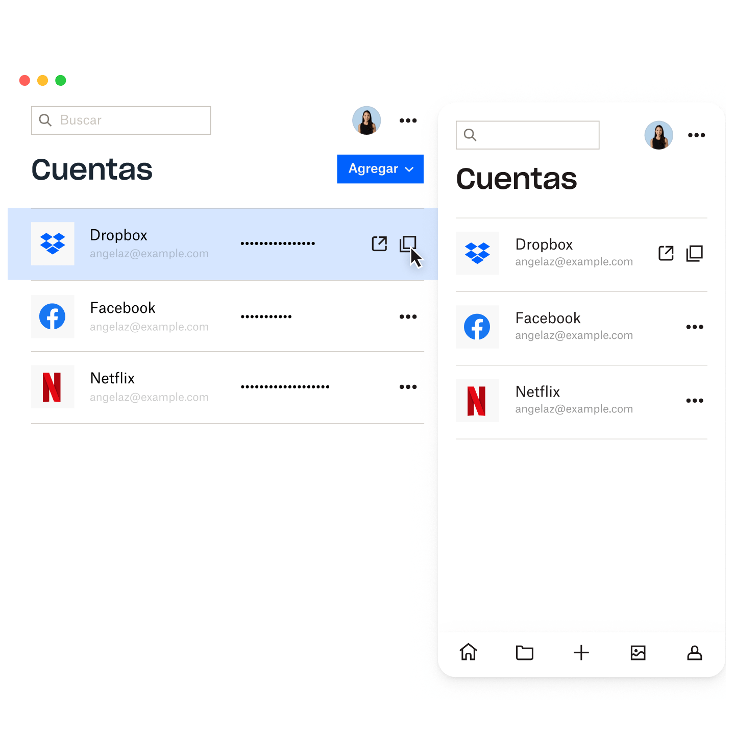 Imagen de una lista de archivos organizados en Dropbox