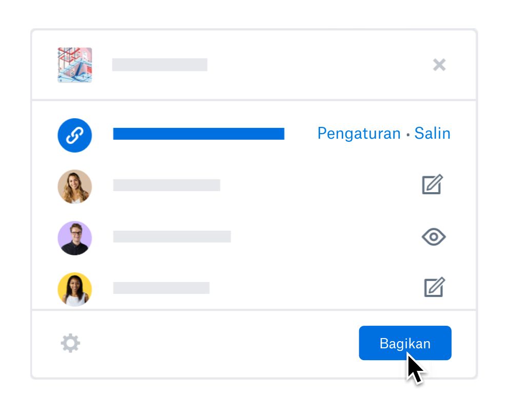 Pengguna sedang memperbarui pengaturan berbagi untuk anggota tim di Dropbox.