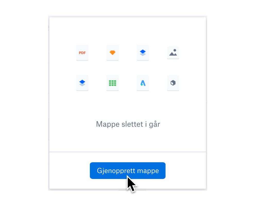 Bruker som velger knappen for gjenopprettingsmappe for å gjenopprette slettede filer.