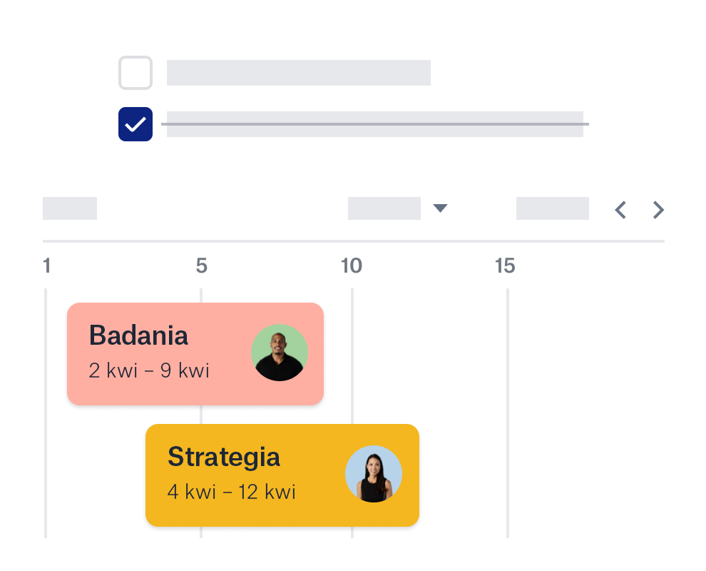 Funkcja osi czasu Dropboxa, zawierającą ikony współpracowników i daty.