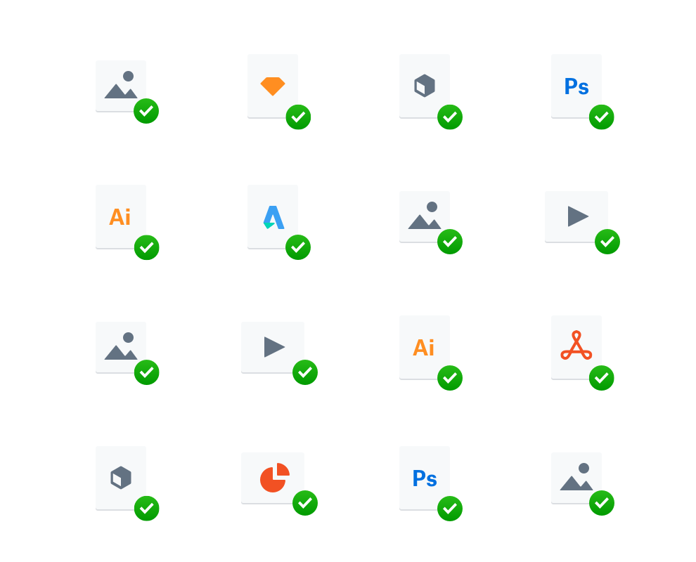 En samling ulike filtyper som blir sikkerhetskopiert til Dropbox