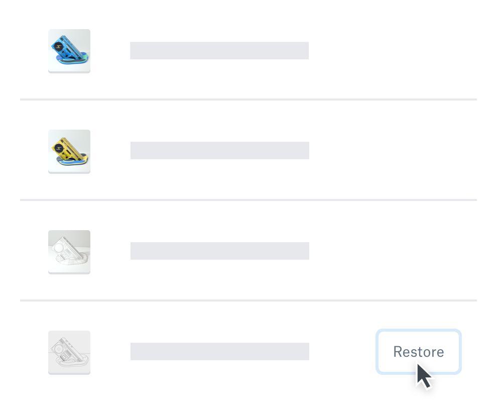 ​​En användare som väljer en fil som ska återställas i Dropbox.