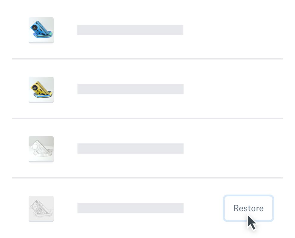 En användare som väljer en fil som ska återställas i Dropbox
