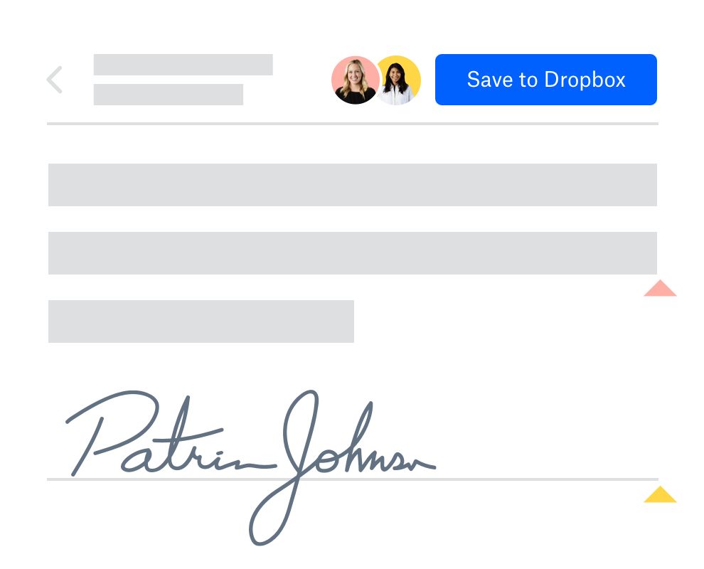 A signed document shared in Dropbox