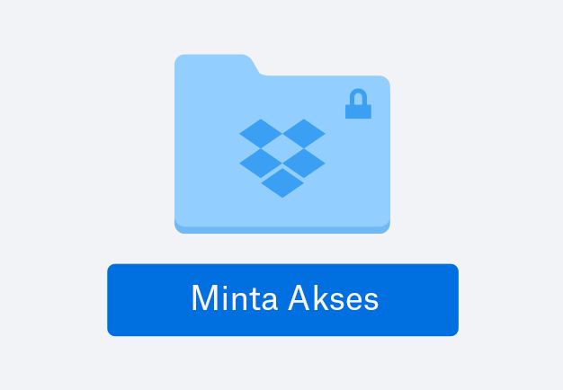 Ikon folder berwarna biru dengan butang akses permintaan