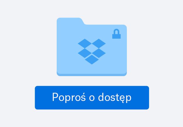 Ikona niebieskiego folderu z przyciskiem „Poproś o dostęp”