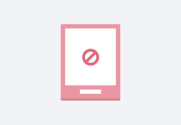 Um ícone de tablet com um ícone “não”