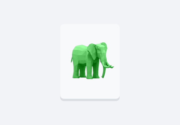 En billedfil med en grøn elefant
