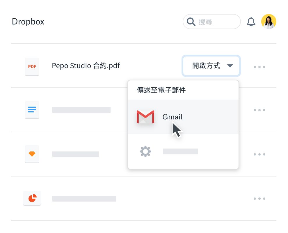使用者以 Gmail 共享 Dropbox 檔案