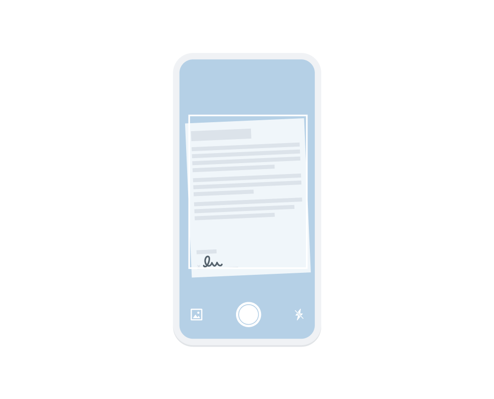 Un iPhone esegue la scansione digitale di un documento firmato