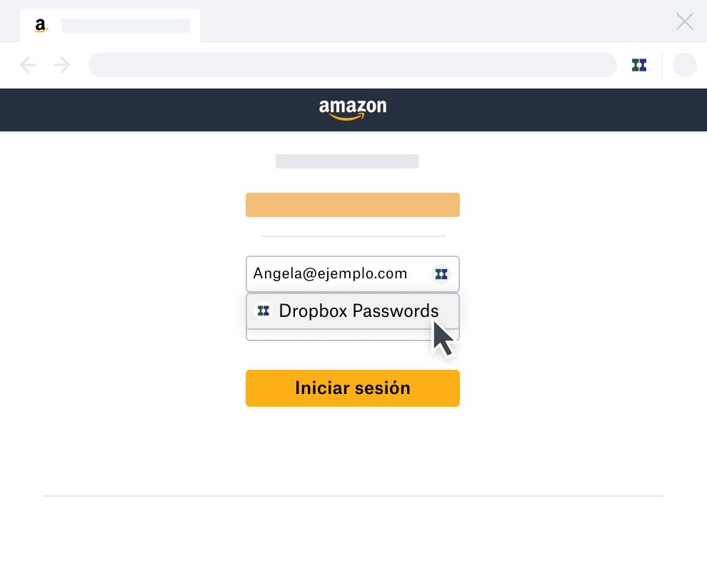 Las contraseñas de Dropbox se autocompletan en la página de inicio de sesión de cuenta de Amazon
