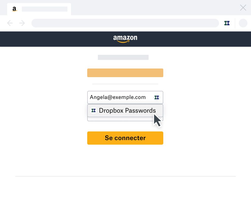 Dropbox Passwords renseigne automatiquement les données sur la page de connexion au compte Amazon