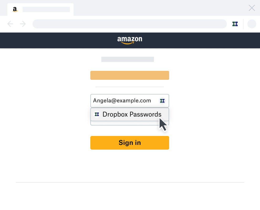 Senhas do Dropbox são preenchidas automaticamente na página de login da conta do Amazon