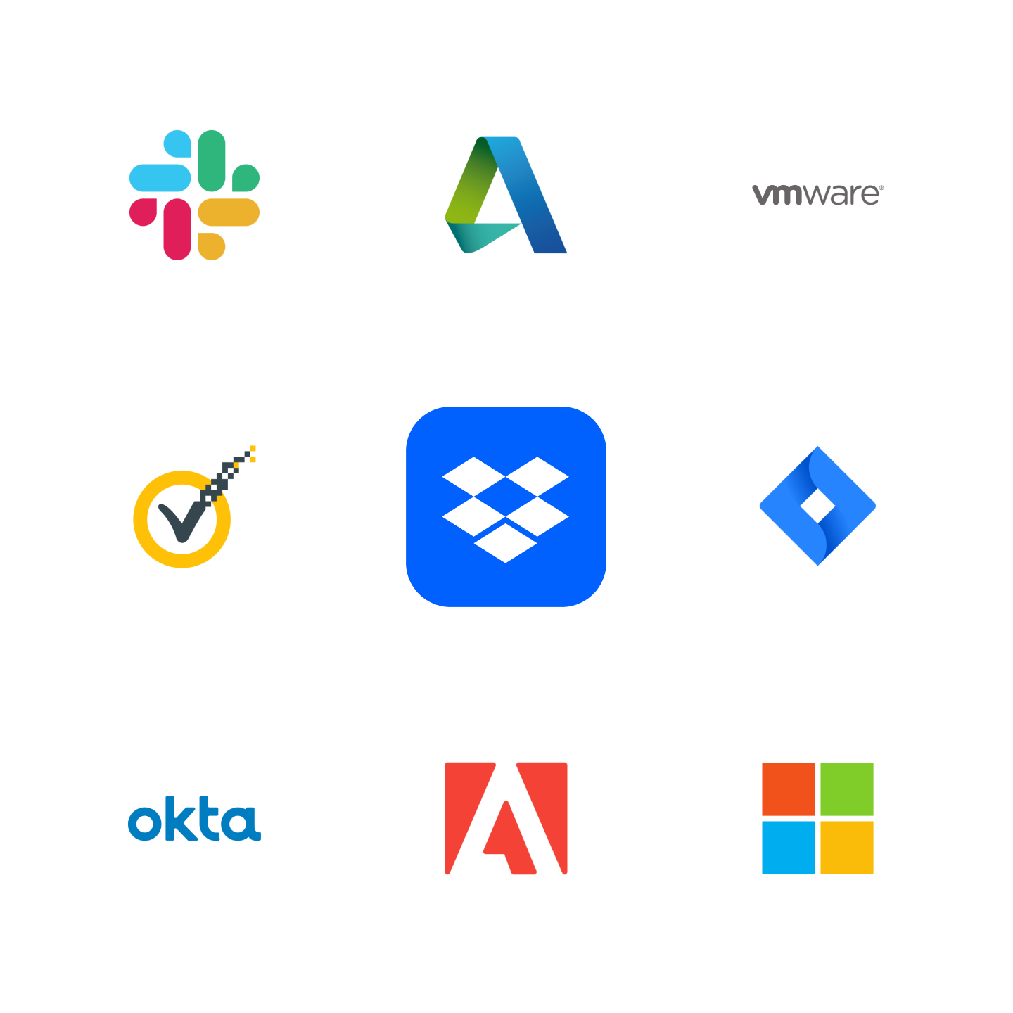  Логотипы компаний, с приложениями которых Dropbox поддерживает интеграцию
