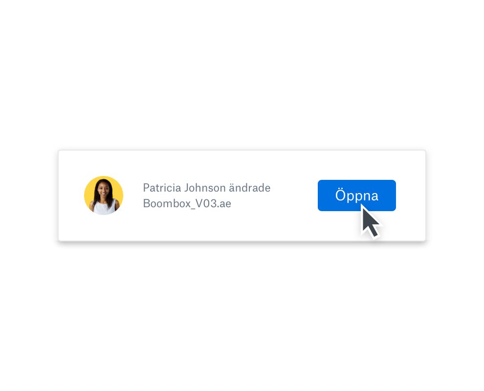 Användare som meddelas om en ändring i en delad fil och öppnar filen