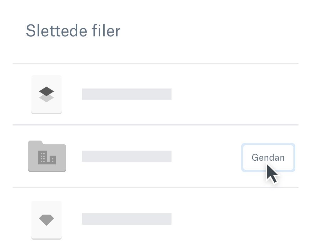 En bruger, der klikker på gendan-knappen for at hente en slettet fil