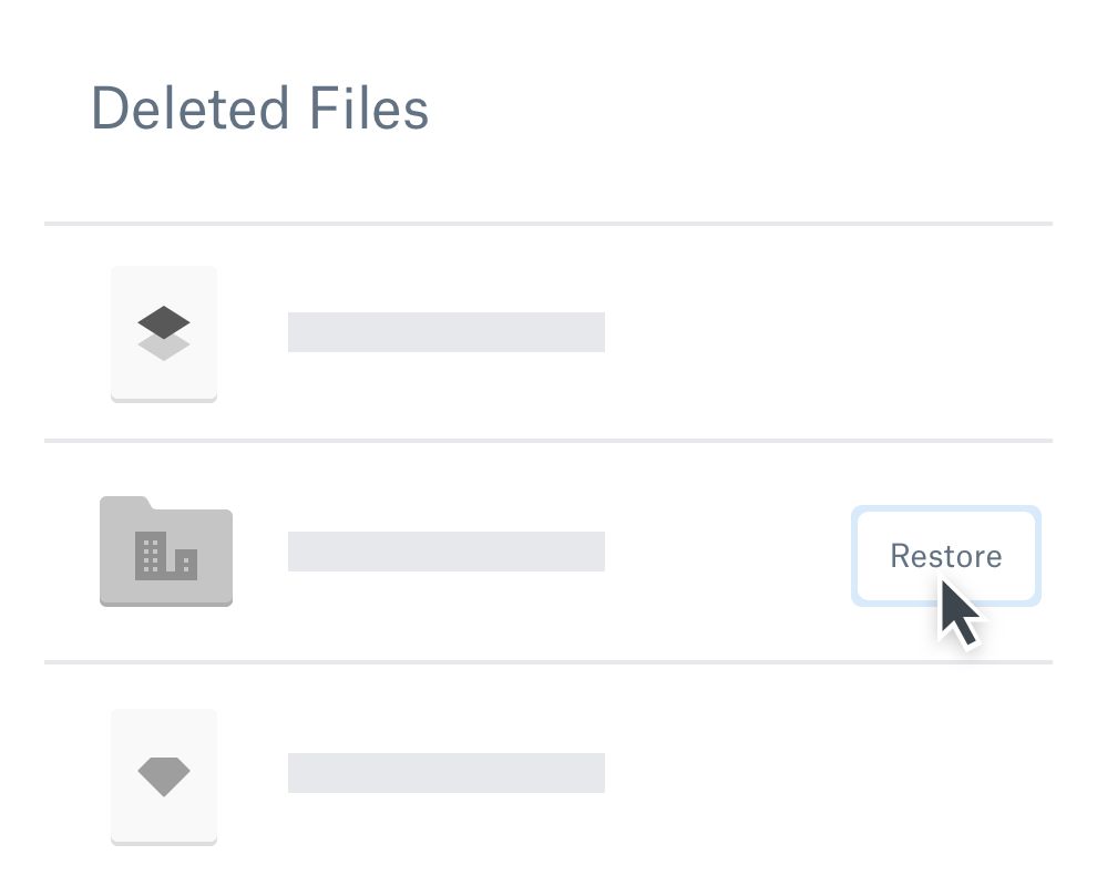 A user clicking the restore button to retrieve a deleted file