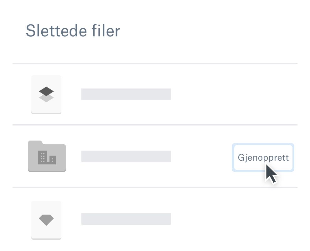 En bruker klikker på gjenopprettingsknappen for å hente en slettet fil